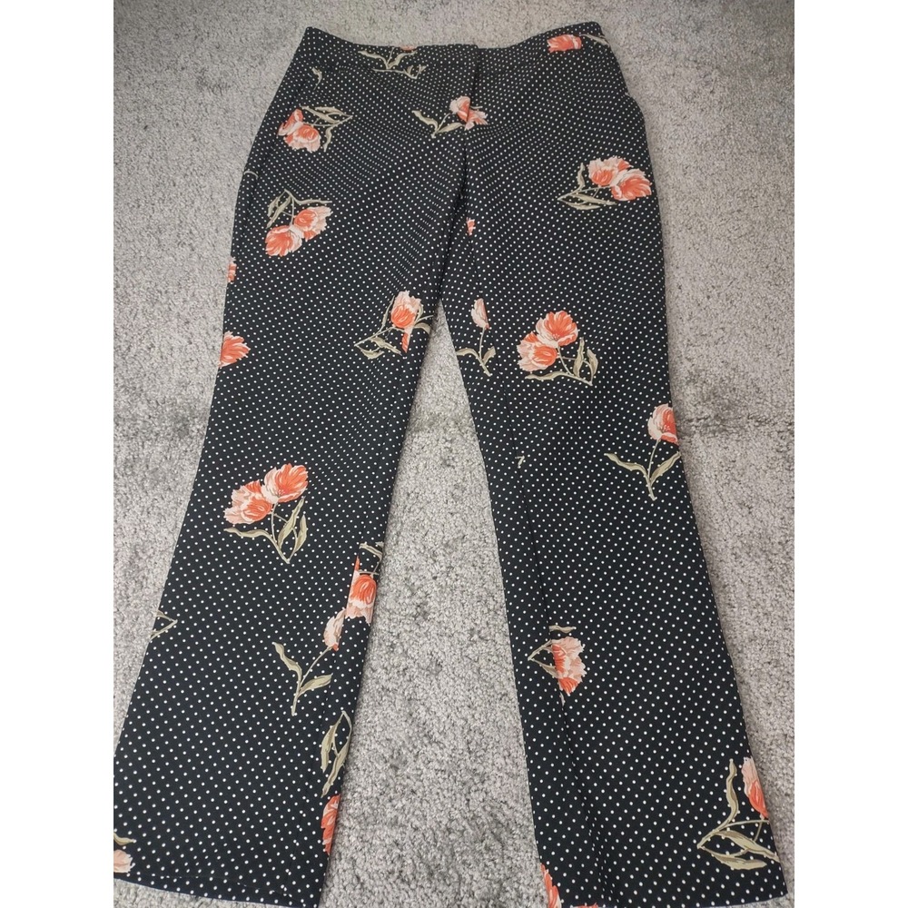 Cynthia Rowley pants Womens 4 Black White Polka Dots floral Pants Boho Career